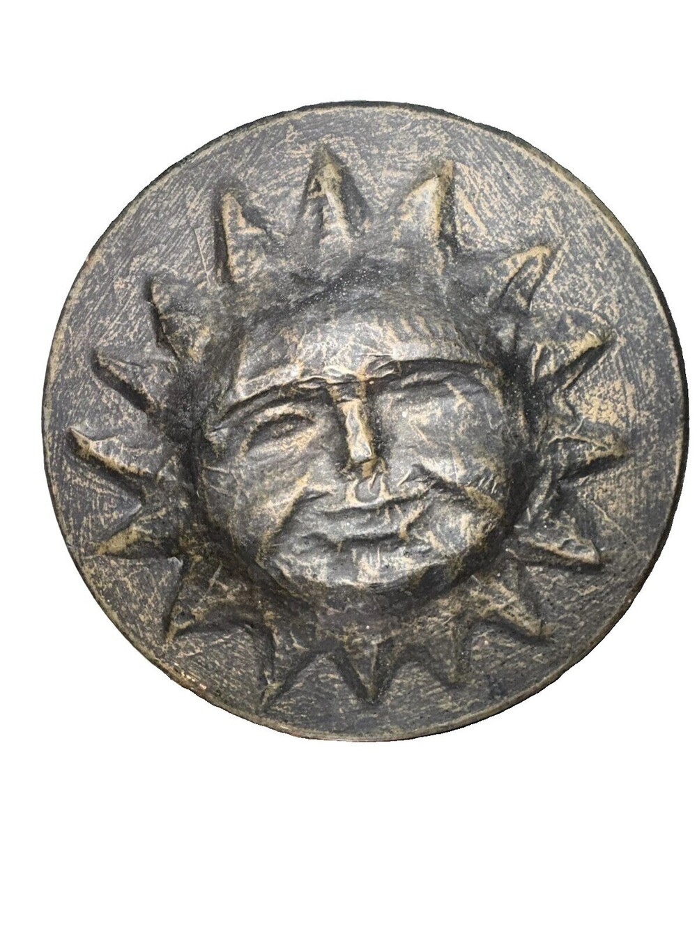 Vintage 90s Celestial Sun Face Jewelry Trinket Box Lidded 3D Bohemian Whimsigoth